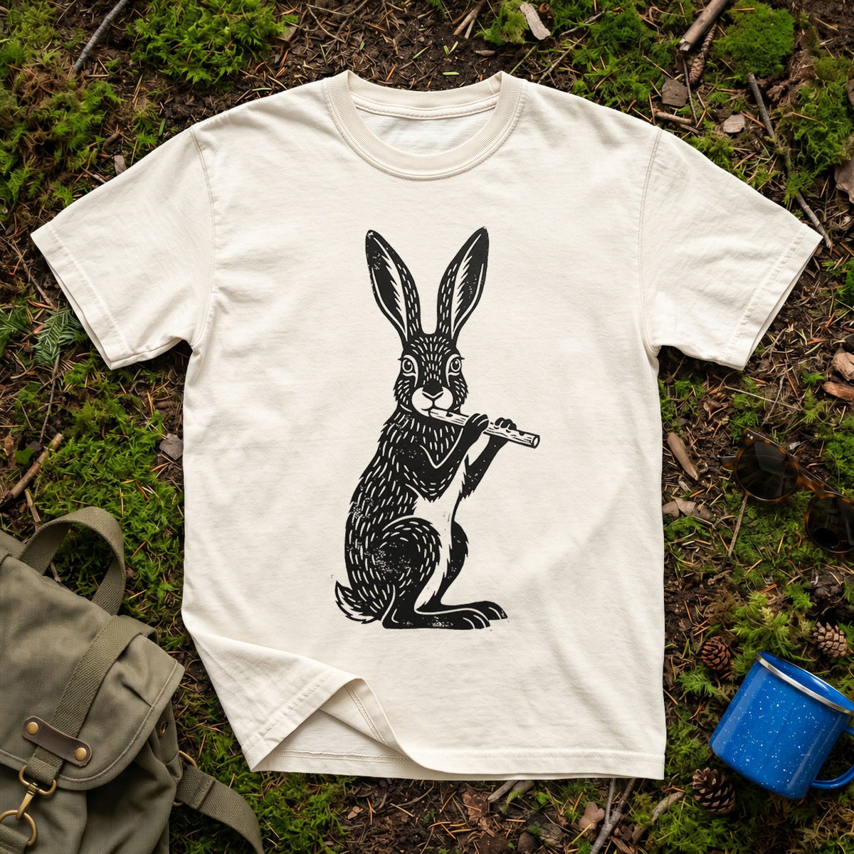The Flute-Playing Hare T-Shirt