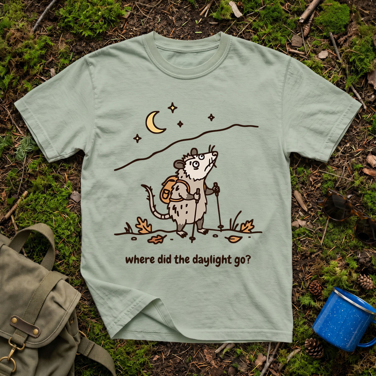 Where Did the Daylight Go? Possum Hiking T-Shirt